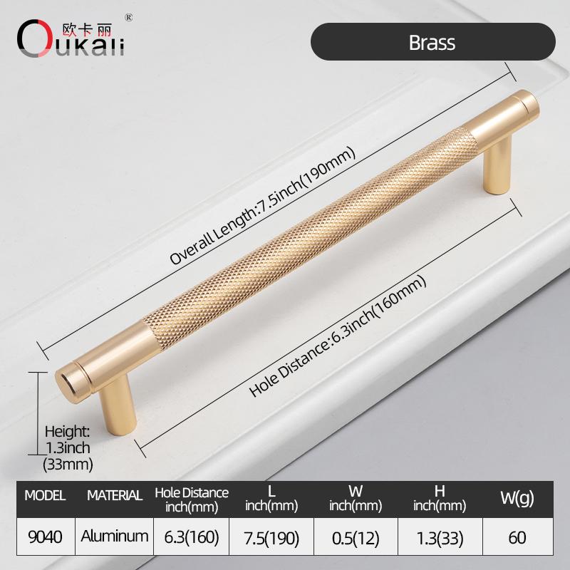Oukali Aluminum Pull Handle for Home Kitchen Door Drawer Cabinet Gold T Bar 128mm Pull Black Cabinet Knurling Pulls Customizable