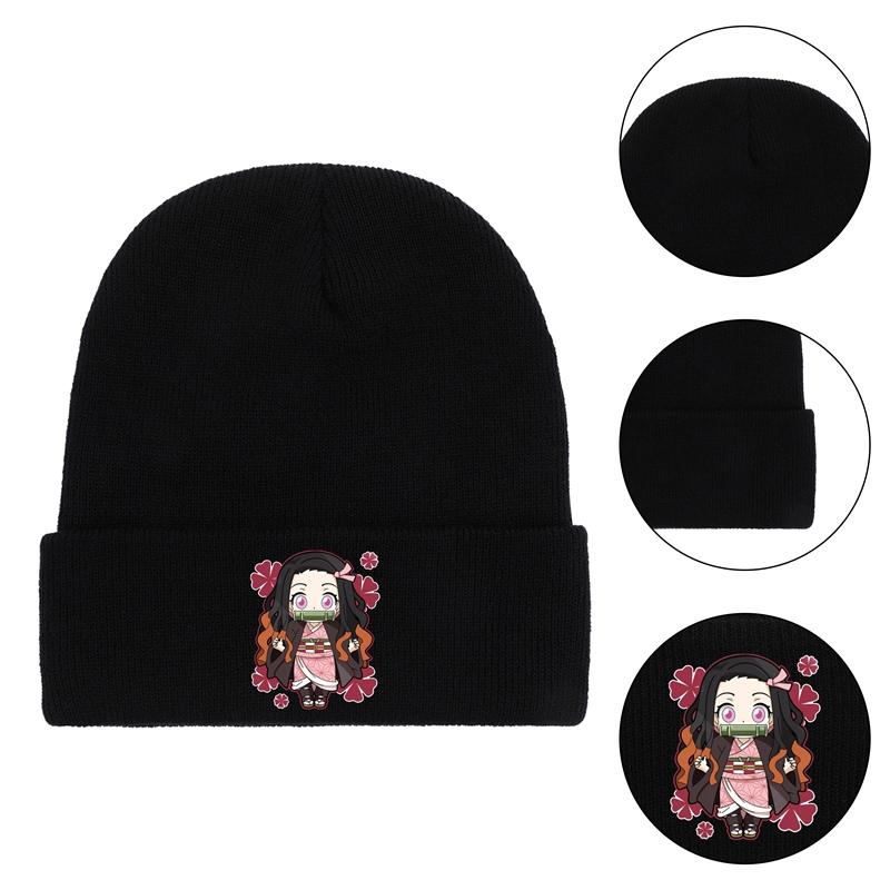Kimetsu Neko Yaiba Nezuko Skullies Шапочки Шапки Зимние женские вязаные шапки унисекс для взрослых Унисекс Demon Slayer Аниме Манга Капот Шапки