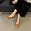 Aneikeh Street Style Sexy Pointed Toe Slingbacks Pumps Women Stripper Sandals High Heels Female Banquet Shoes Brown Kitten Heels