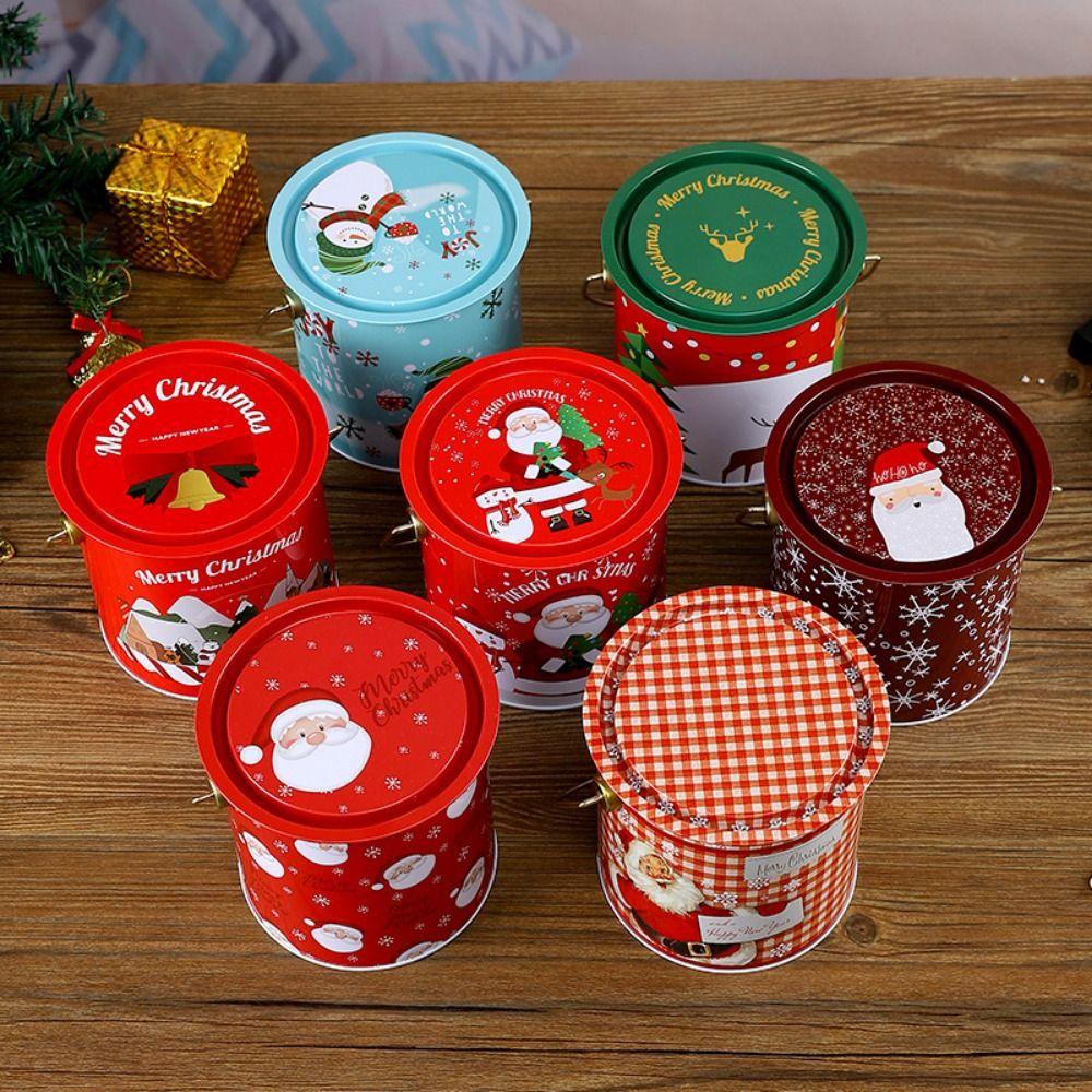 Santa Claus Christmas Candy Box Snowman Cookies Biscuit Case Xmas Candy Bucket New Year