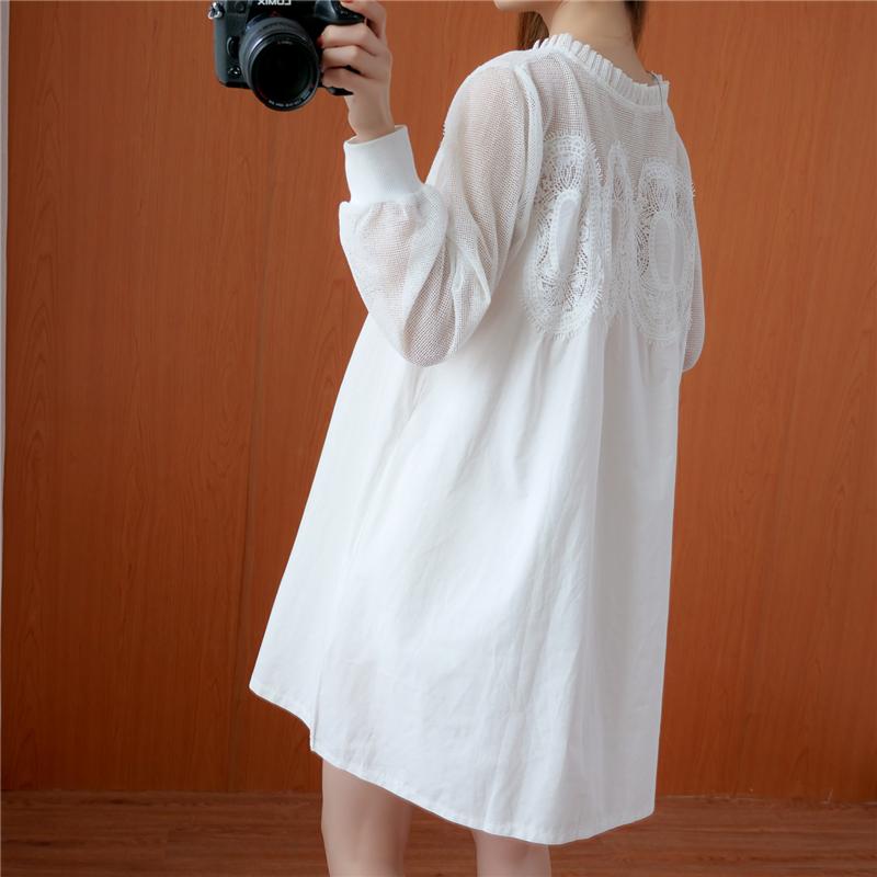 Dimanaf 2022 летнее стильное платье оверсайз, женское кружевное сексуальное свободное свободное асимметричное подол с круглым вырезом, женское черно-белое повседневное платье