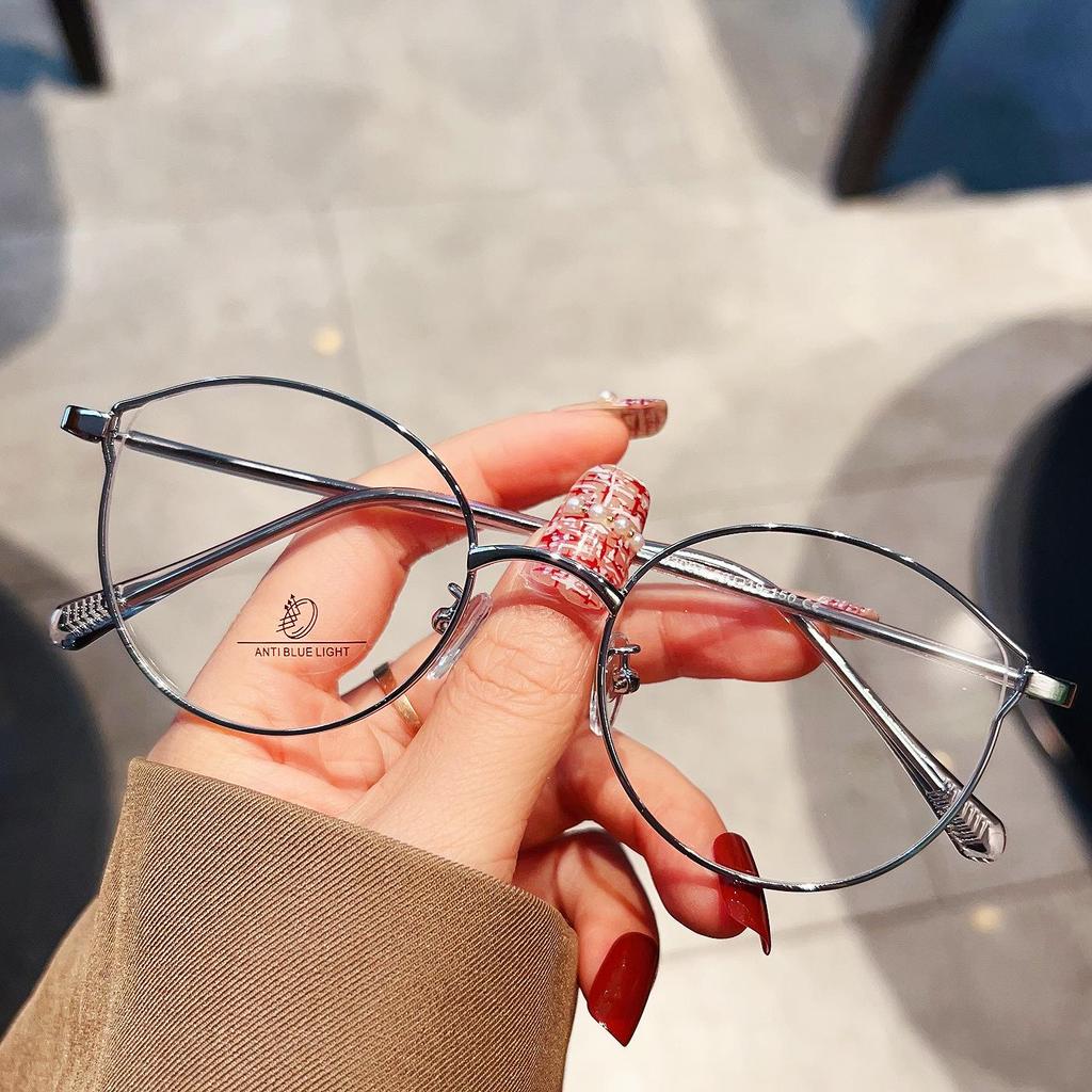Korean Cat Ear Glasses Frame: Cute, Blue-Light Blocking for Women, Myopia-Friendly, Xiaohongshu Style.