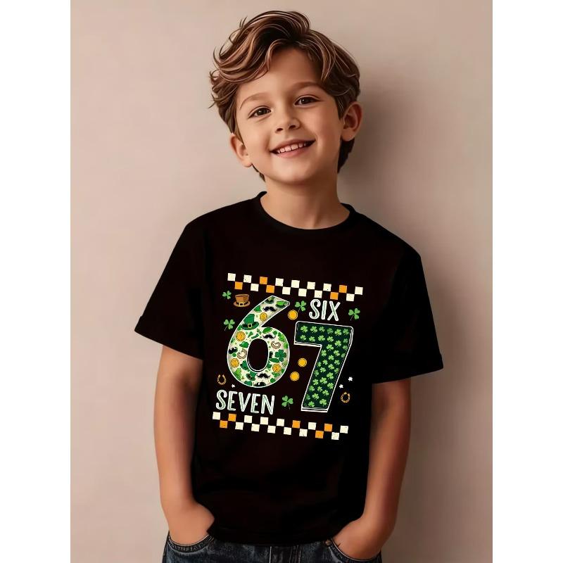 Summer Boys Fashion Short-Sleeve T-Shir Cartoon Print Outdoor Casual Top