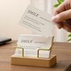 1Pc Card Storage Business Card Holder Tabletop Shelf Cards Display Stand Metal Wooden Card Holder Home Office Supply