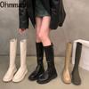 Fashion 2024 New Autumn Women High Boots Fashion Ladies Soft Leather Flats Long Boots Back Zippers Women's Footwear