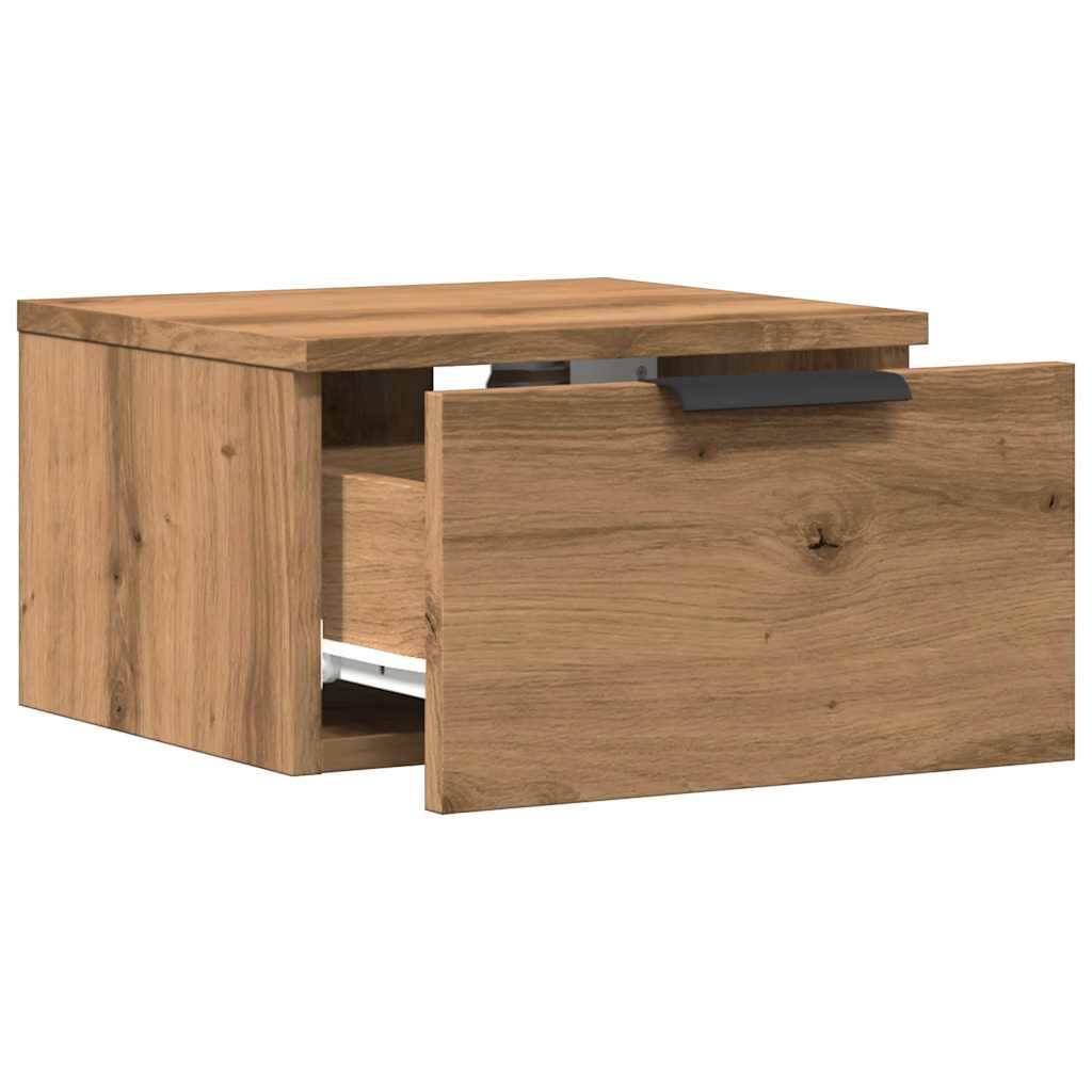 Wall Mounted Nightstand Artisan Oak 34 x 30 x 20 cm