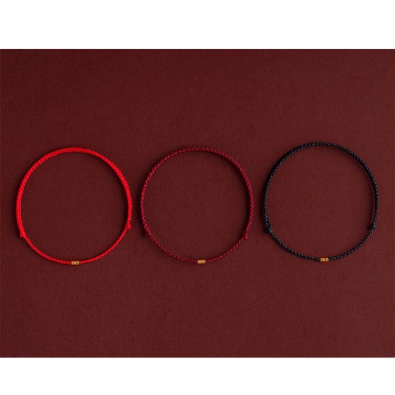 Браслет ручной работы из красной веревки на удачу с золотыми бусинами, регулируемой длины, браслеты-цепочки на руку для женщин, браслеты-обертывания на запястье