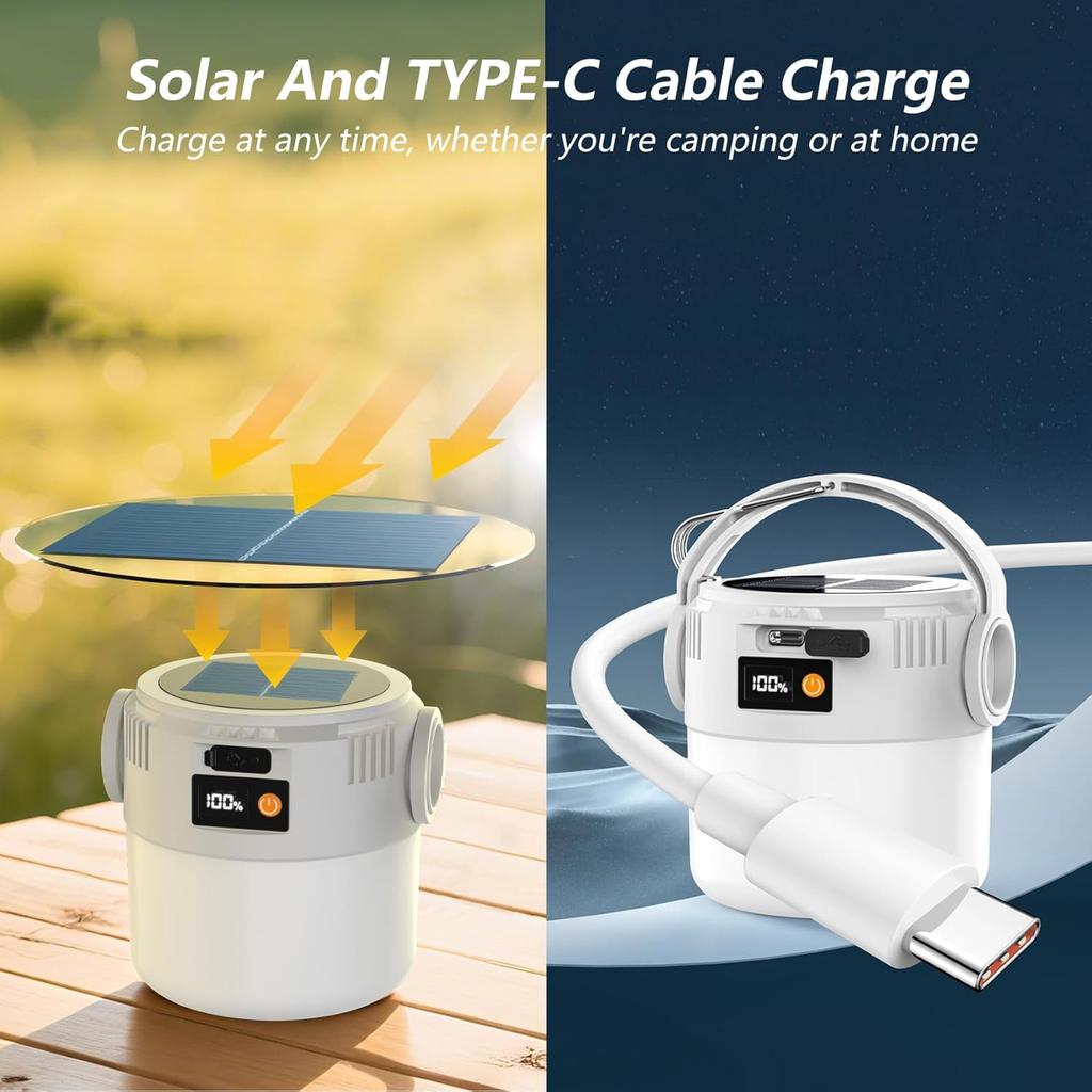 Солнечная лампочка, кемпинговый фонарь, светодиодный, солнечный, USB-перезаряжаемый, фонарик, подвесная лампочка для палатки для товаров для кемпинга на открытом воздухе