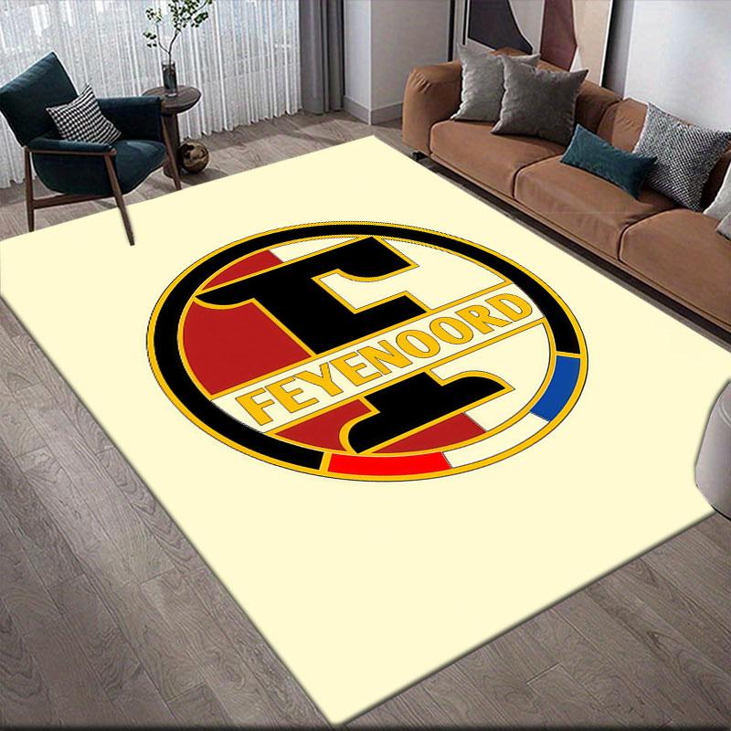 Feyenoord Flannel Printed Carpet, Home Sofa Decoration for Living Room & Bedroom, Non‑Slip Play Flannel Floor Mat for Game Room