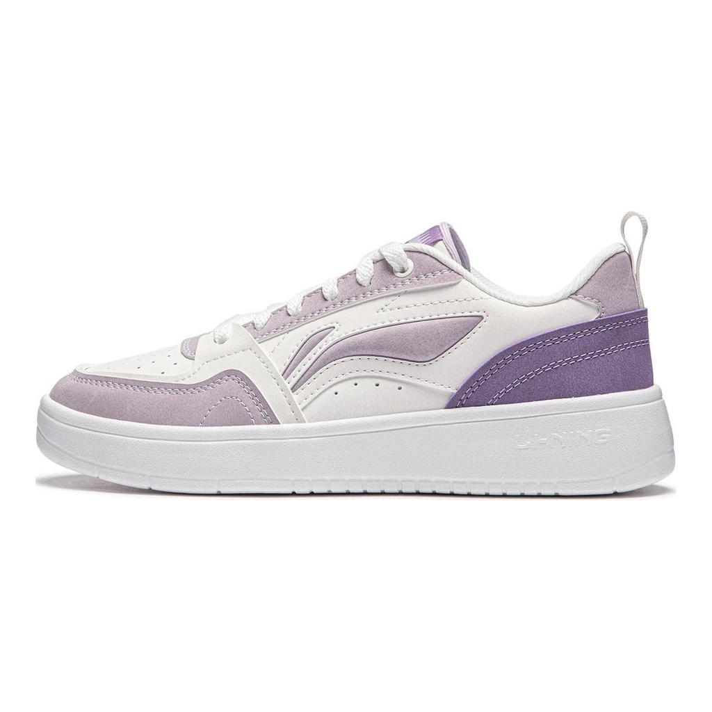 Li Ning Sycee V2 Нескользящая Амортизация Износостойкие Низкие Скейтбордические Кроссовки Женские Бело-Фиолетовые AGCU248-4