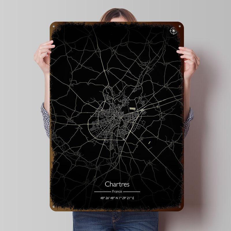 Chartres Tinplate Posters Customizable Wall Art Retro Vintage Metal Signs for Home Room Garage Decoration Aesthetic Custom Plate