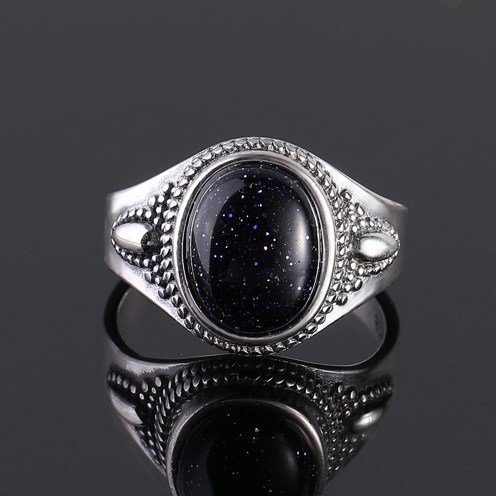 Серебряное кольцо S925 для женщин Овальное Круглое Каплевидное Натуральный Синий Песчаник Кольцо Подарок В форме Солнца Ретро Роскошное Тонкое Ювелирное изделие