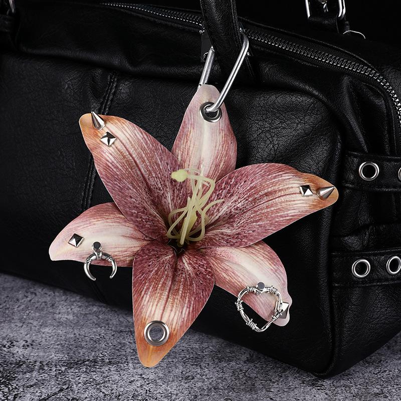 Creative Lily Simulation Flower Keychain Pendant Backpack Decoration Accessories Gifts