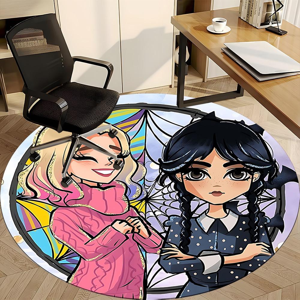 1PC Wednesday Office Round Area Rug, Indoor Mat Suitable For Office, Under Office Chairs Bedroom Living Room Home Decor, Room Deco110