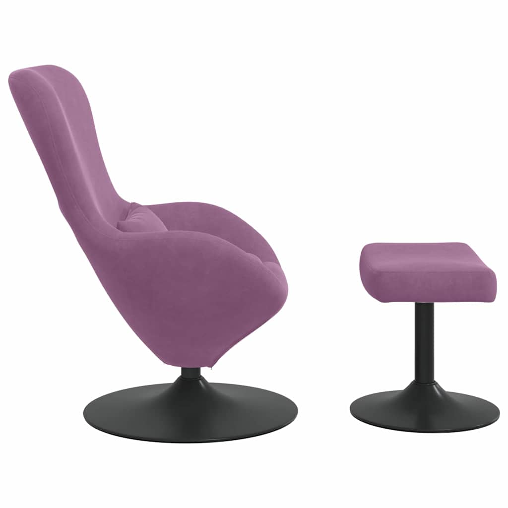 Egg Chair with Footstool Purple Velvet