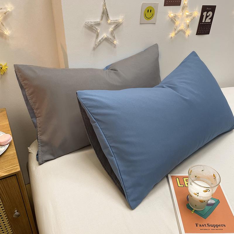 Washed Cotton Brushed Solid Pillowcases - Pair 48x74, Simple Design