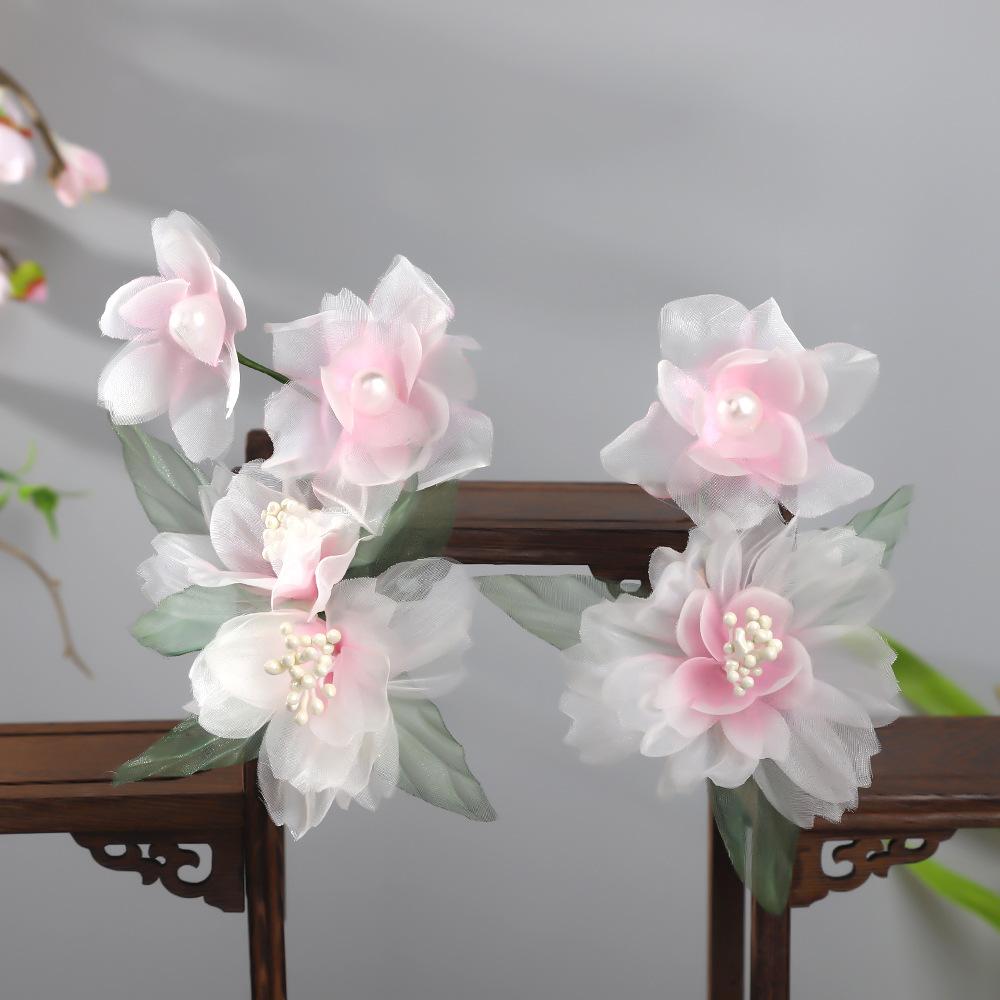 Заколки для волос в виде цветка, вилки, китайские аксессуары для волос ханьфу для женщин, вилка-шпилька ручной работы, винтажные свадебные украшения для волос в стиле ретро, короны для девочек и женщин