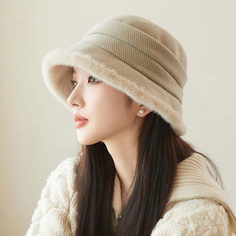 Толстая плюшевая женская шапка-рыболов, защита ушей, теплая шапка-ведро, зимняя теплая панама для женщин