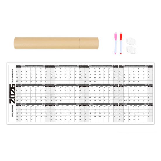 Очень большая наклейка на стену Календарь 2026 Многоразовая матовая доска для записей Дом Работа