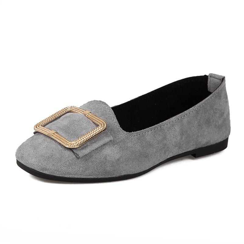 Women's Large Size Beef Tendon Sole Square Toe Shallow Fashion Suede Shoes