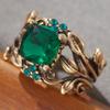 1PC Gold Color Leaf Design Ring for Women with Square Green Cubic Zirconia Aesthetic Female Wedding Party Trendy JewelryGood product