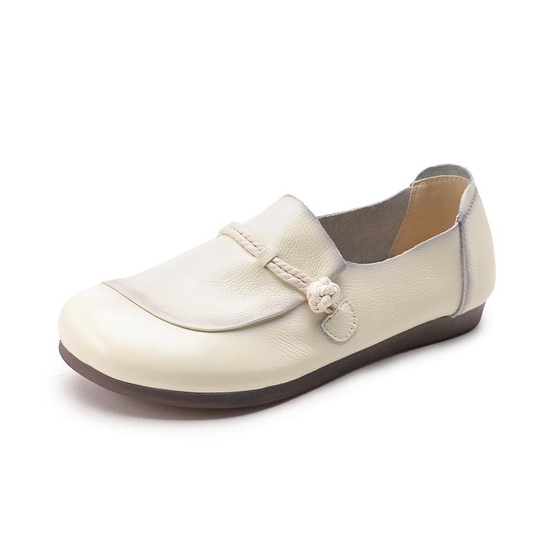 2024 новые туфли для мам в стиле ретро, туфли ручной работы на плоской подошве, женские повседневные мягкие и удобные женские мокасины с круглым носком