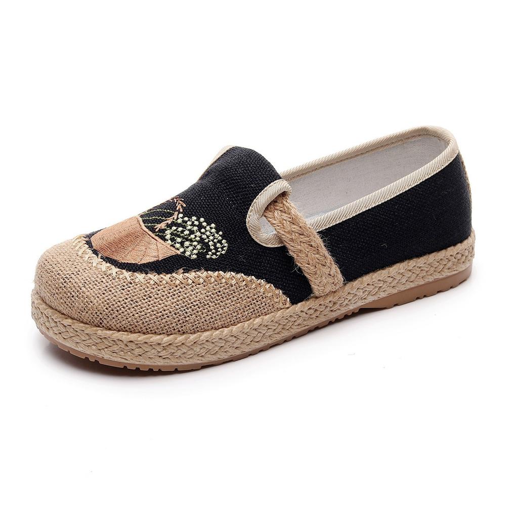 Изготовление на заказ женских парусиновых туфель из ткани старого Пекина, льняных, в этническом стиле, с круглым носком, на плоской подошве, легких, с мягкой подошвой, обувь для мам