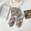 New Autumn and Winter Women Socks Floral Print Vintage Middle Tube Socks Japanese Fashion Harajuku Retro Sweet Girl Ruffle Socks