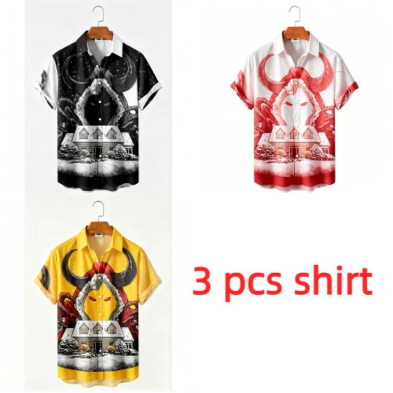 Summer Fashion Anime Cartoon Demon Monster Printing Shirt Hawaiian Beach Vacation Clothing Men's Street Style Shirt Daily Men's and Women's Shirt