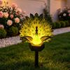 Decorative Resin Animal Statue Solar Peacock Garden Statue, Outdoor Lighted Sculpture, Waterproof LED Light for Patio Lawn Yard Pathway Decoration