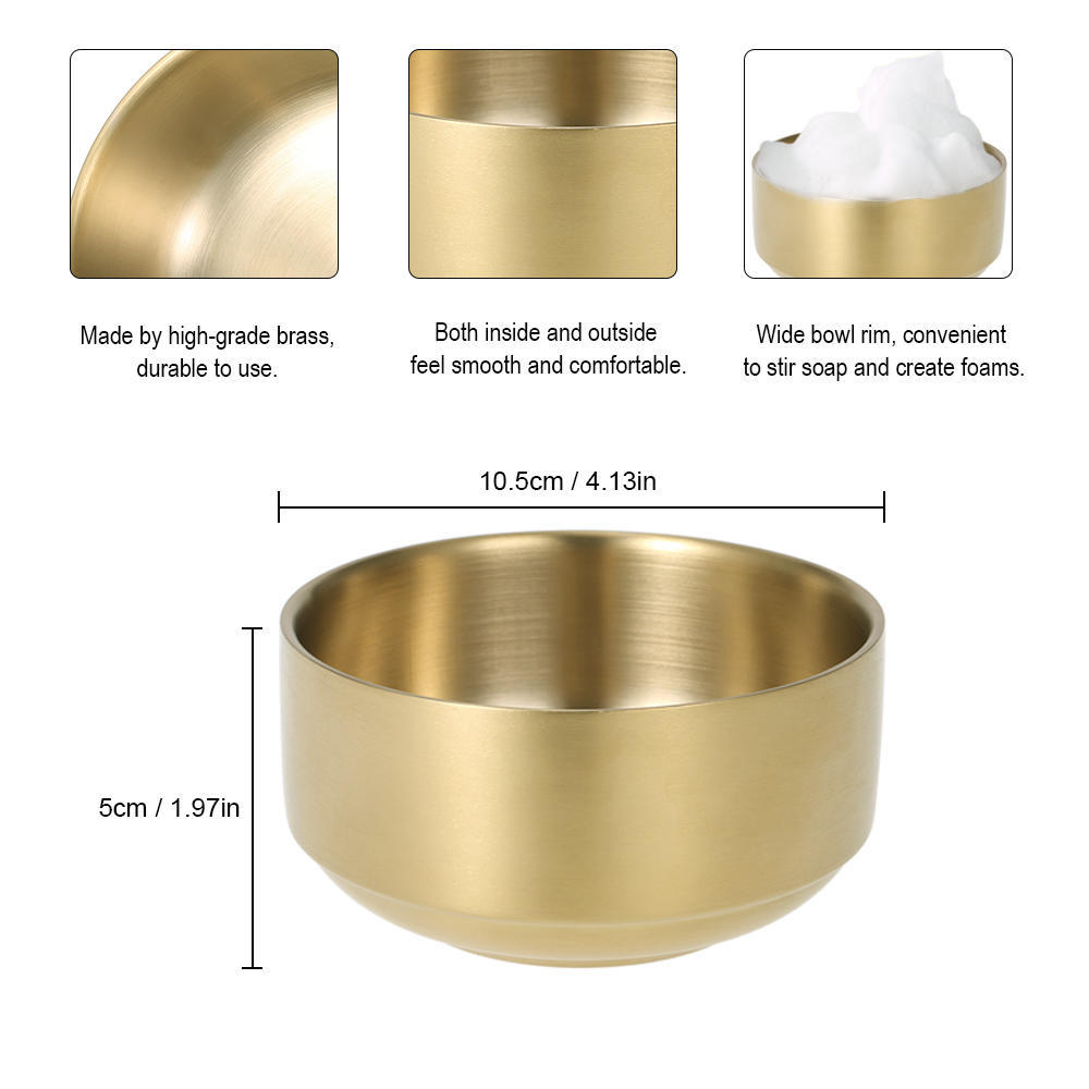 Men's Metal Shaving Bowl Barber Brass Soap Mug Cup Face Cleaning Soap Bowl for Razor Shaving Brush
