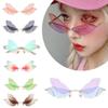 Солнцезащитные очки-бабочки без оправы, солнцезащитные очки с крыльями стрекозы, женские винтажные прозрачные очки с океаническими линзами, мужские розовые солнцезащитные очки, оттенки