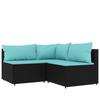 VidaXL Garden Lounge Set 4 Pcs with Cushions Black Wicker 319797