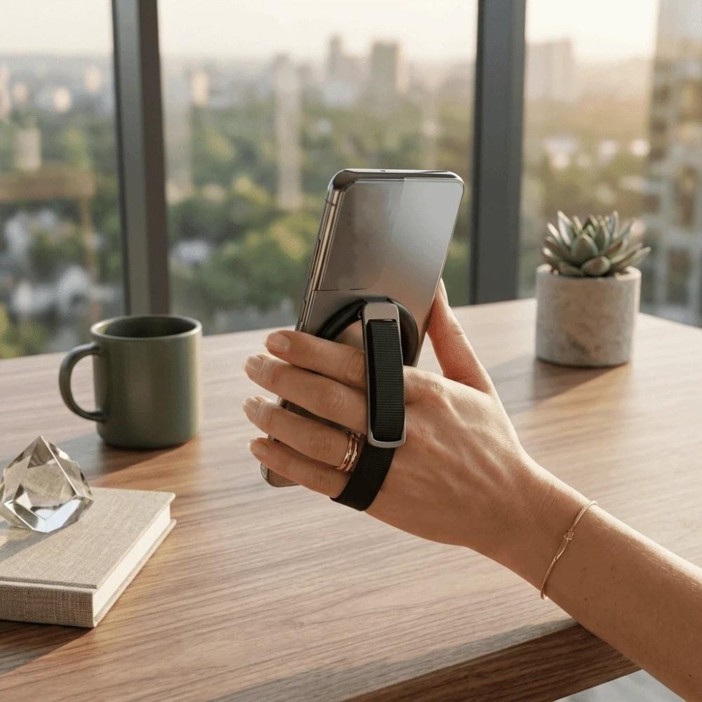 Woven Strap Phone Kickstand Foldable Smartphone Accessory Portable Phone Mount Browsing