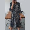 Fashion Autumn Long Sleeve Leopard Printed Women One Piece Dress Clothing