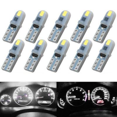 10x Белые светодиодные лампы T5 3014 SMD для приборной панели автомобиля, предупреждающие лампочки, лампы подсветки салона, 6 шт.