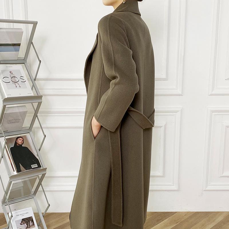 Женское пальто из 100% шерсти TIDENOVEL Осеннее шерстяное длинное пальто Ручной работы Пальто-бушлат Зимняя теплая шерстяная длинная куртка Пальто