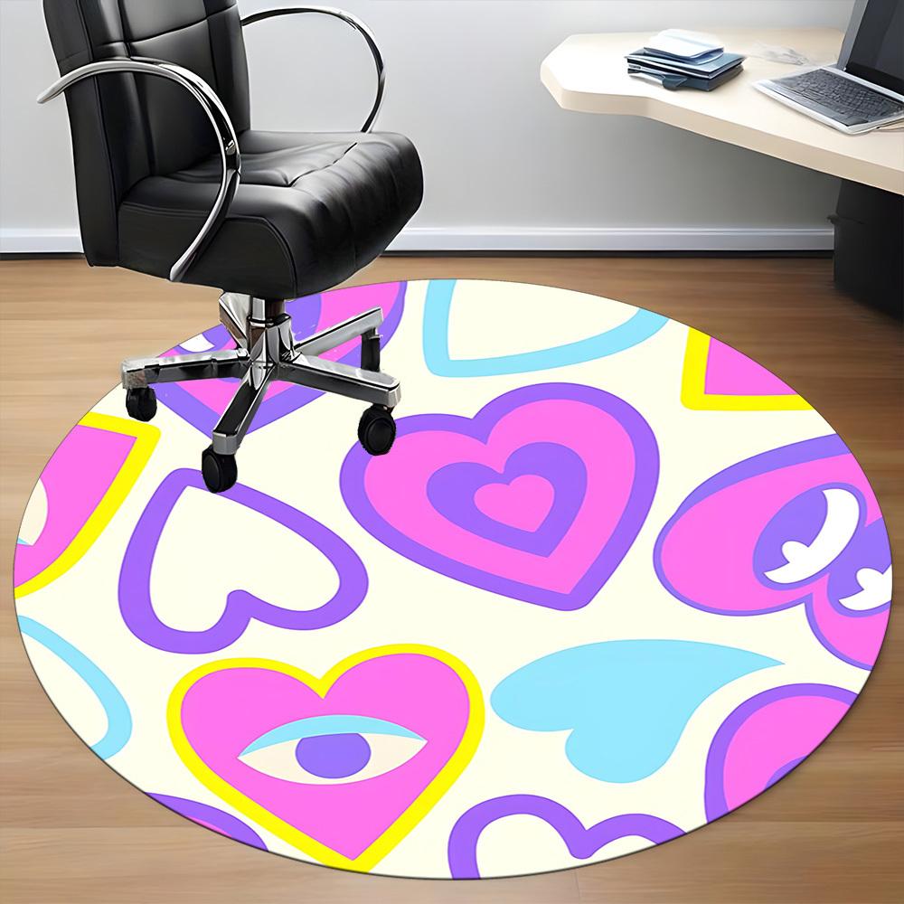 1pc Heartbeat Office Round Rug, Non-slip, Soft and Durable Office Rug for Interior Decoration, Perfect for Office, Beautiful Decoration yy260323021