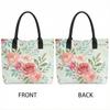  Floral Tote Bag Casual Large Capacity Canvas Shoulder Bag for Daily Use Shopping Travel