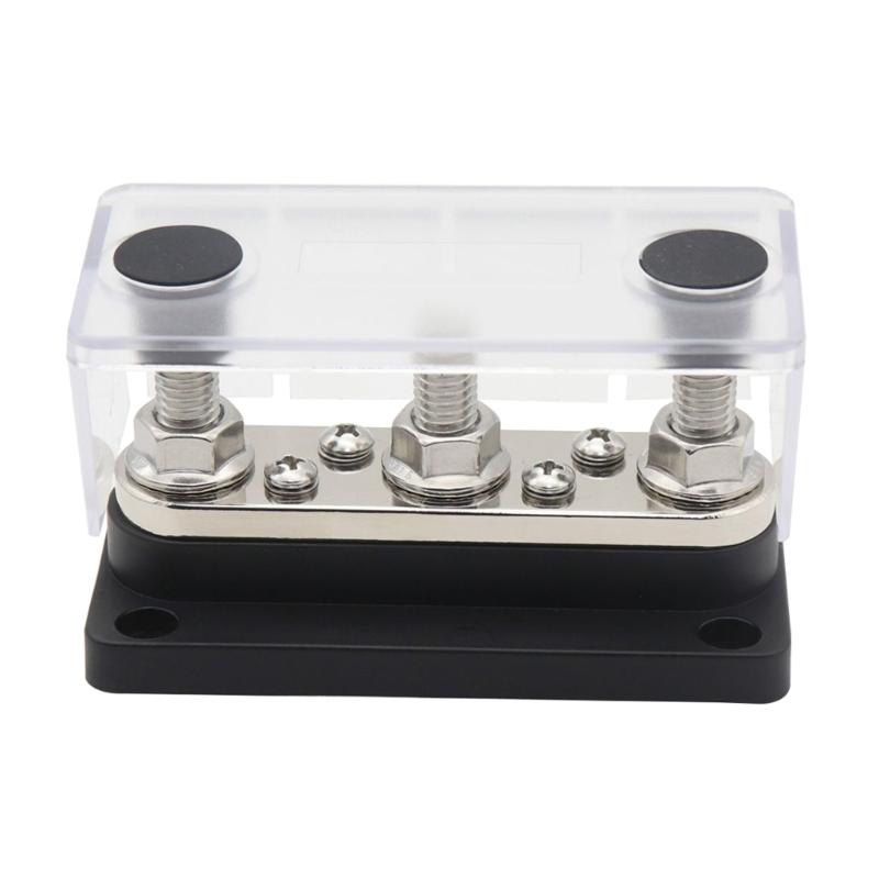 3 Post Power Distribution Block Bus Bar with Cover,300A Rating, Marine Bus Bar, Automobile, and Solar Wiring