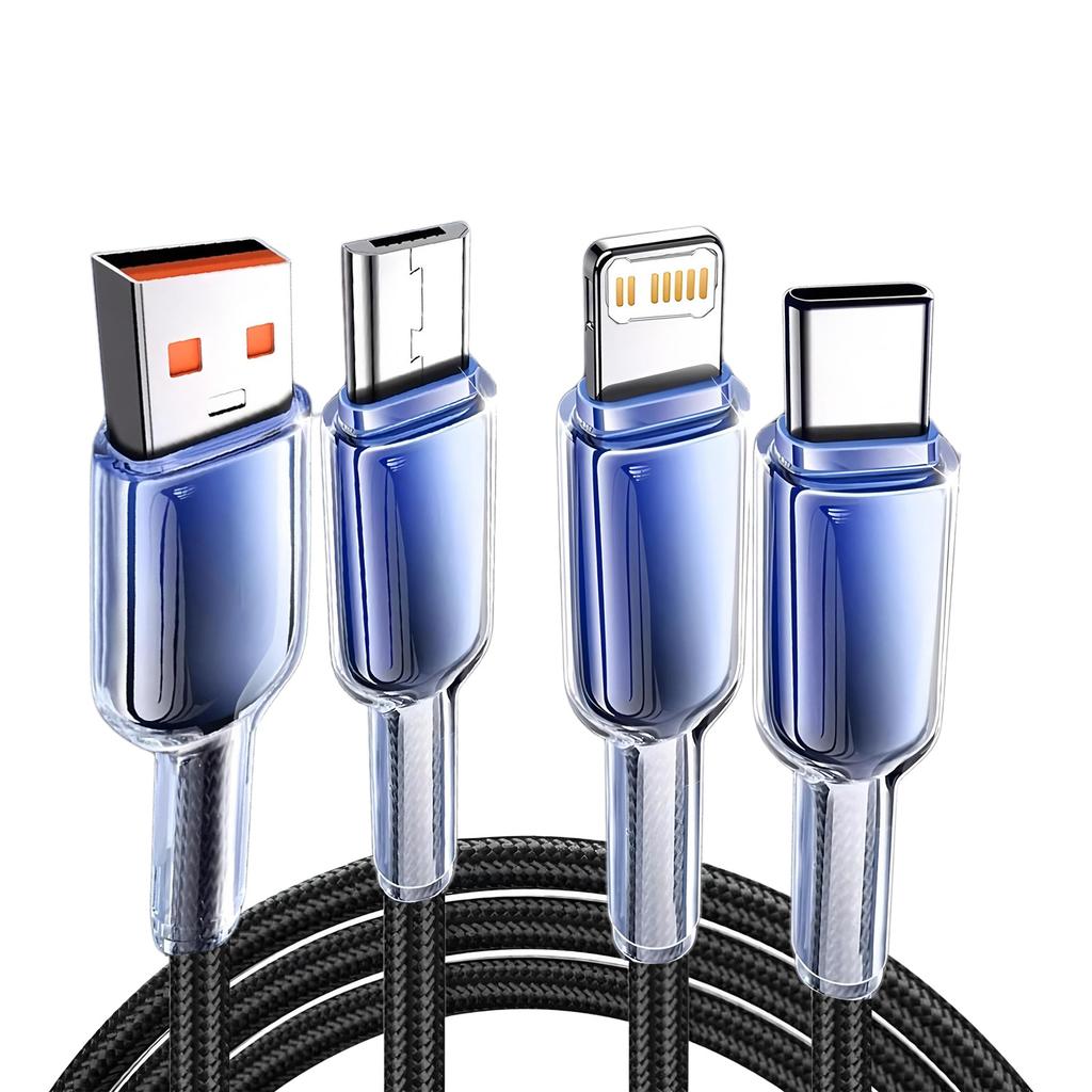 3 в 1 Быстрая зарядка Type C USB-кабель Type C USB Micro Для iPhone Samsung Huawei Xiaomi Многопортовый Многозарядный провод