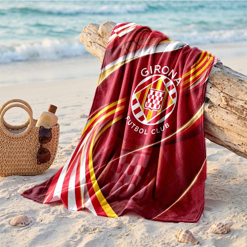 Girona FC Print Microfiber Beach Towel Quick Dry Absorbent Large Towel For Beach Swimming Travel