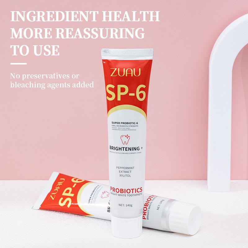SP-6 Пробиотическая отбеливающая зубная паста: Удаление пятен, свежее дыхание, устранение желтизны зубов, 120 мл
