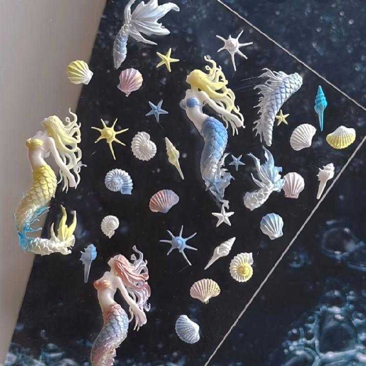 Silicone Nail Art Template With Aquatics Animal Reliefs Including Dolphin Clam and Starfish for Creative Designs