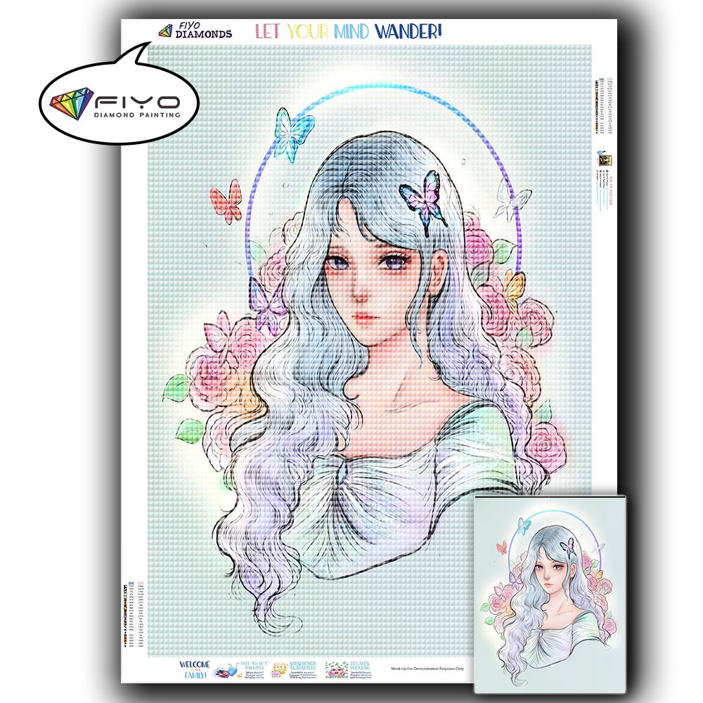 Diamond Painting Full Drill Square Anime Girl Diamond Embroidery Cross Stitch Portrait Mosaic Kitchen Needlework Home Decor