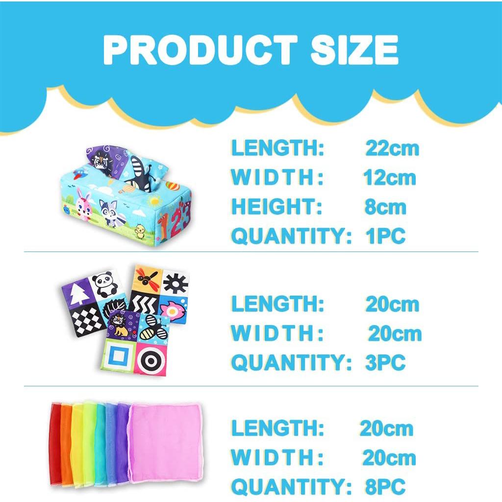 Волшебная коробка для салфеток, детская игрушка, мягкие сенсорные игрушки Монтессори для детей 0-6-12 месяцев, высококонтрастные детские игрушки для новорожденных, малышей, подарок для младенцев