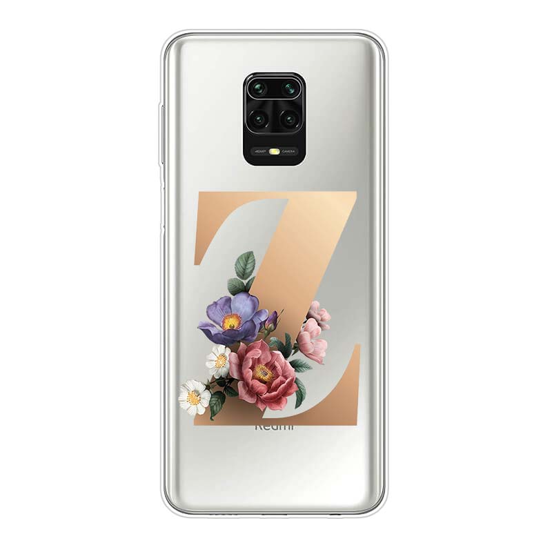 Силиконовый чехол с буквами алфавита и цветами Z для Xiaomi Redmi Note 10 10S 9 9S Pro Max 9T 8T 8 7 6 5 Pro 5A 4X 4