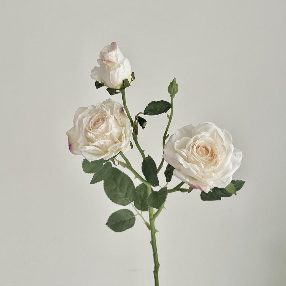 Burnt Edge Rose Artificial Rose Branch 3 Heads Fake Bouquet New Fake Peony Wedding