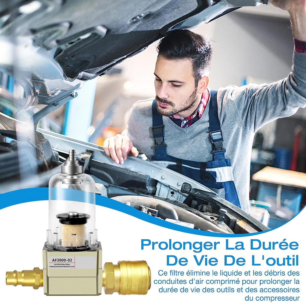 AF2000-02 Air Filter Regulator with 1/4" Quick Connect ompressed Air Filter Regulator Optimal Pressure Control Durable