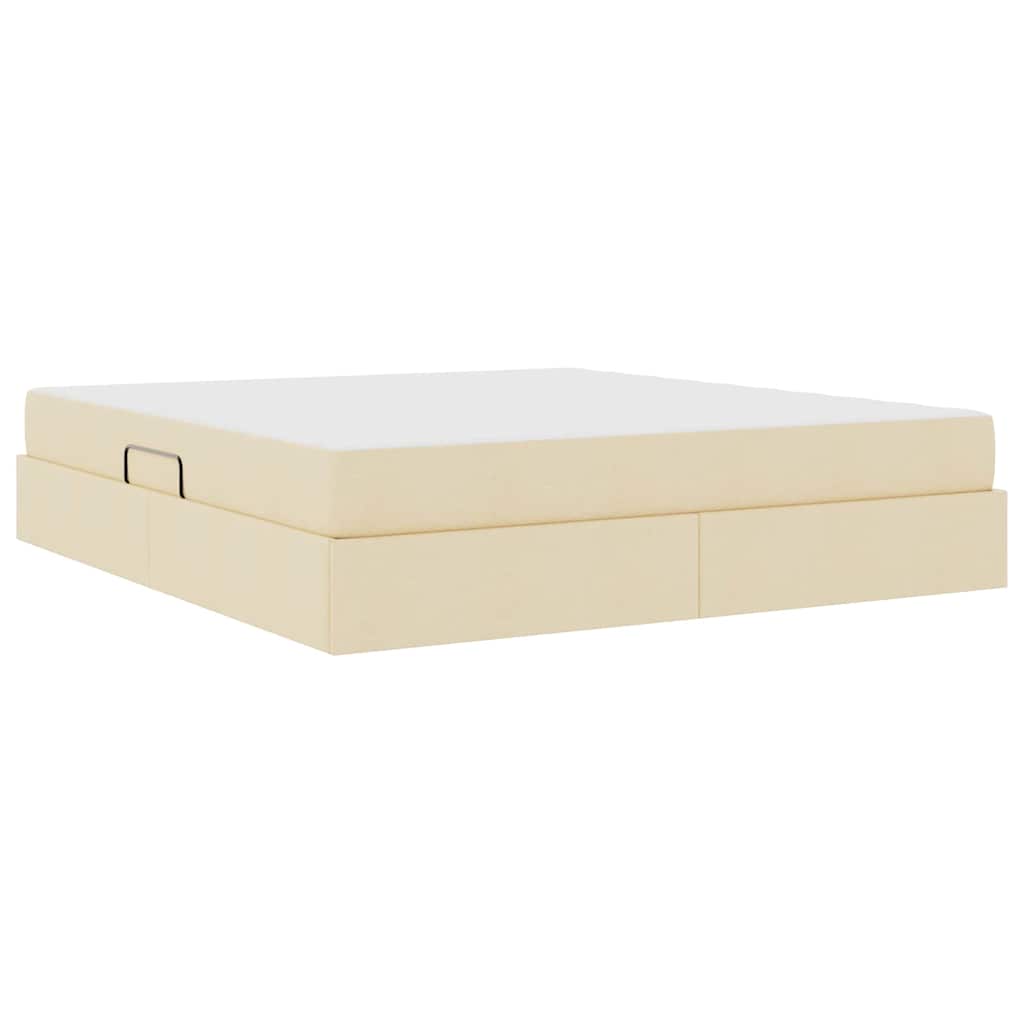 Storage Bed with Mattress Cream 160 x 200 cm Polyester